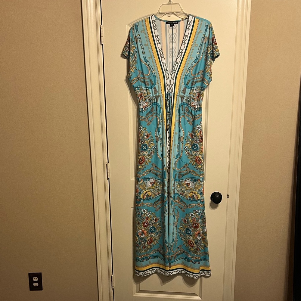 Women’s Size Medium Floral Blue Maxi Dress From Boston Proper